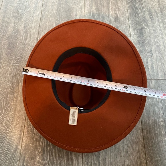 NWT! 100% Wool Wide-Brim Hat in Rust Orange/Brown main image 4